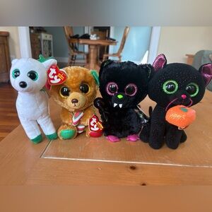 Ty Plush Toy Collection - White, Brown, Black